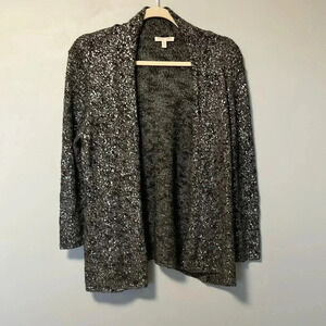 Eileen  Fisher linen blend metallic open cardigan